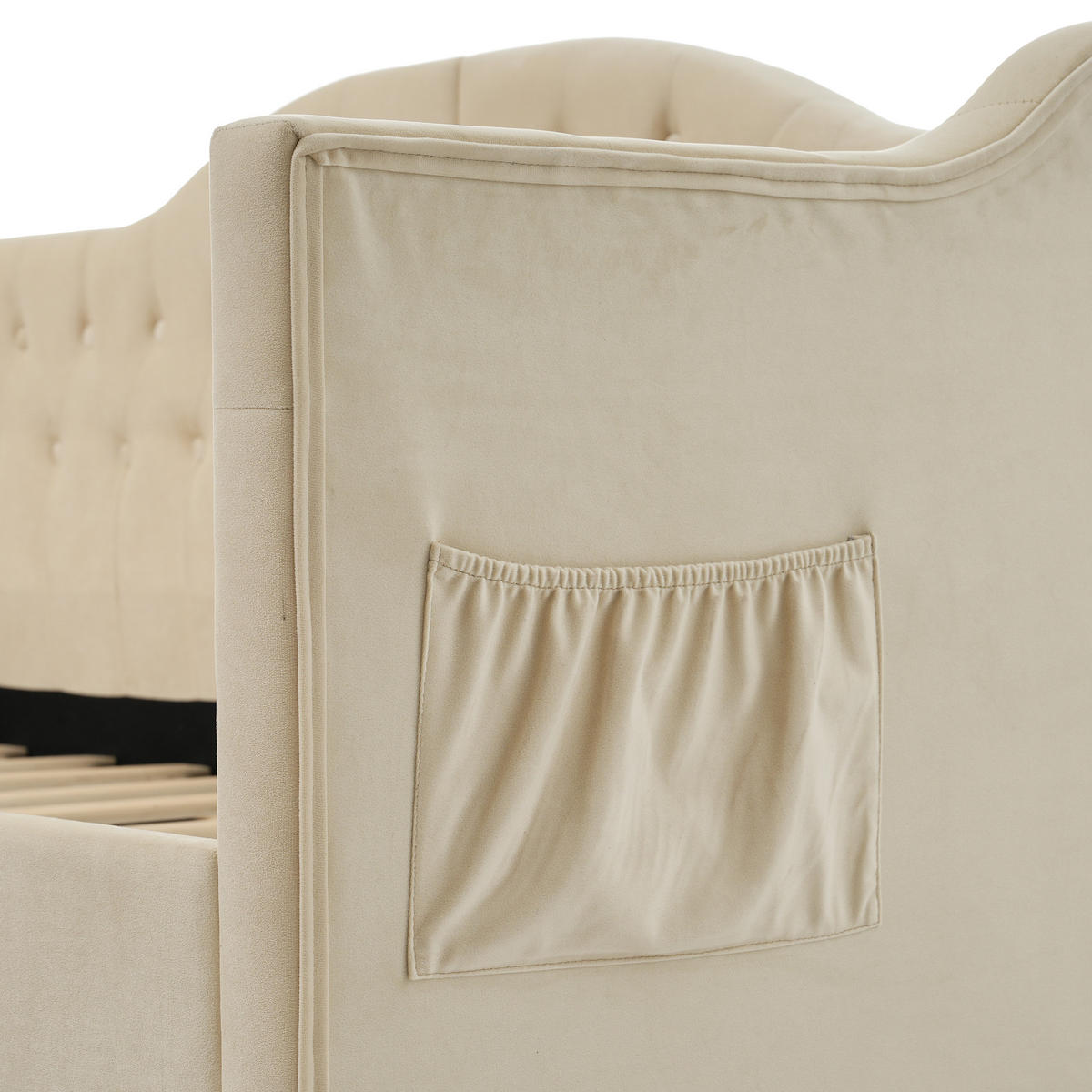 TAGESBETT 90/200 cm DE-00606, in Beige, USB-Anschluss und 2 Schubladen - Beige, Metall (90/200cm) - ComfortXL