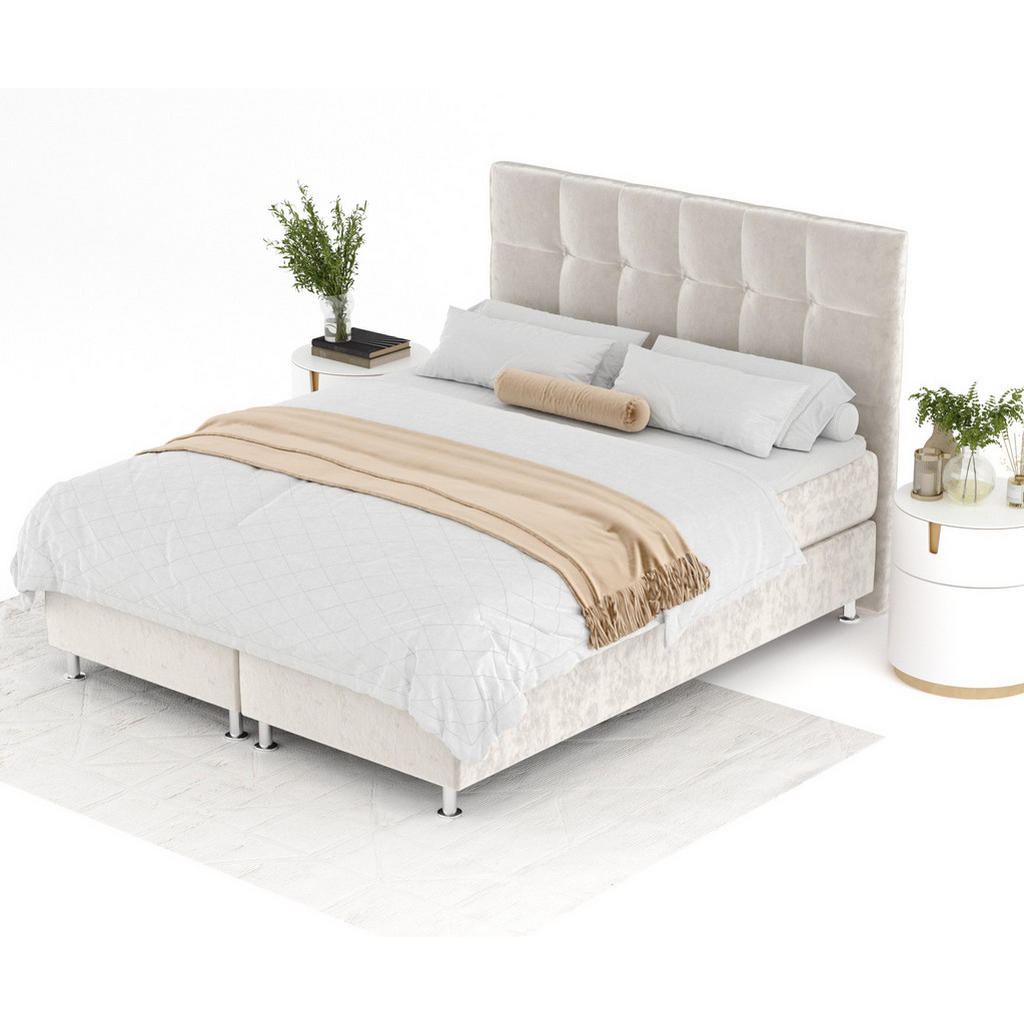 Thumbnail - Maison de Reve Boxspringbett, Ecru, Textil, Buche, Kiefer, H3, Höhe ca. 21 cm, 140x200 cm, Oeko-Tex® Standard 100, FSC 1...