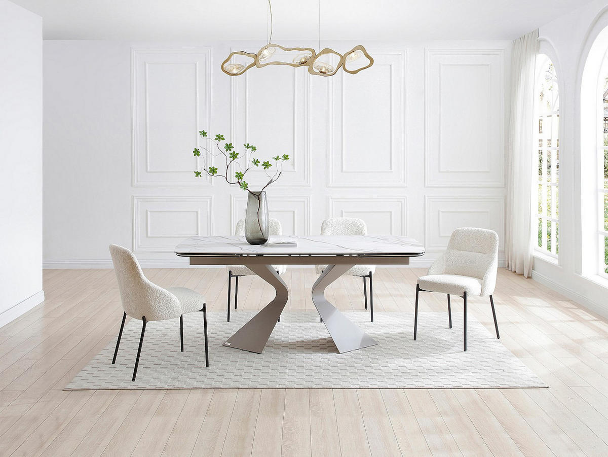 ESSTISCH - 6 Personen, 8 Personen, 10 Personen - Keramik, Glas - Taupe, Weiß - KAJARI - Taupe/Weiß, Glas/Keramik (90/220/76cm) - Vente-Unique