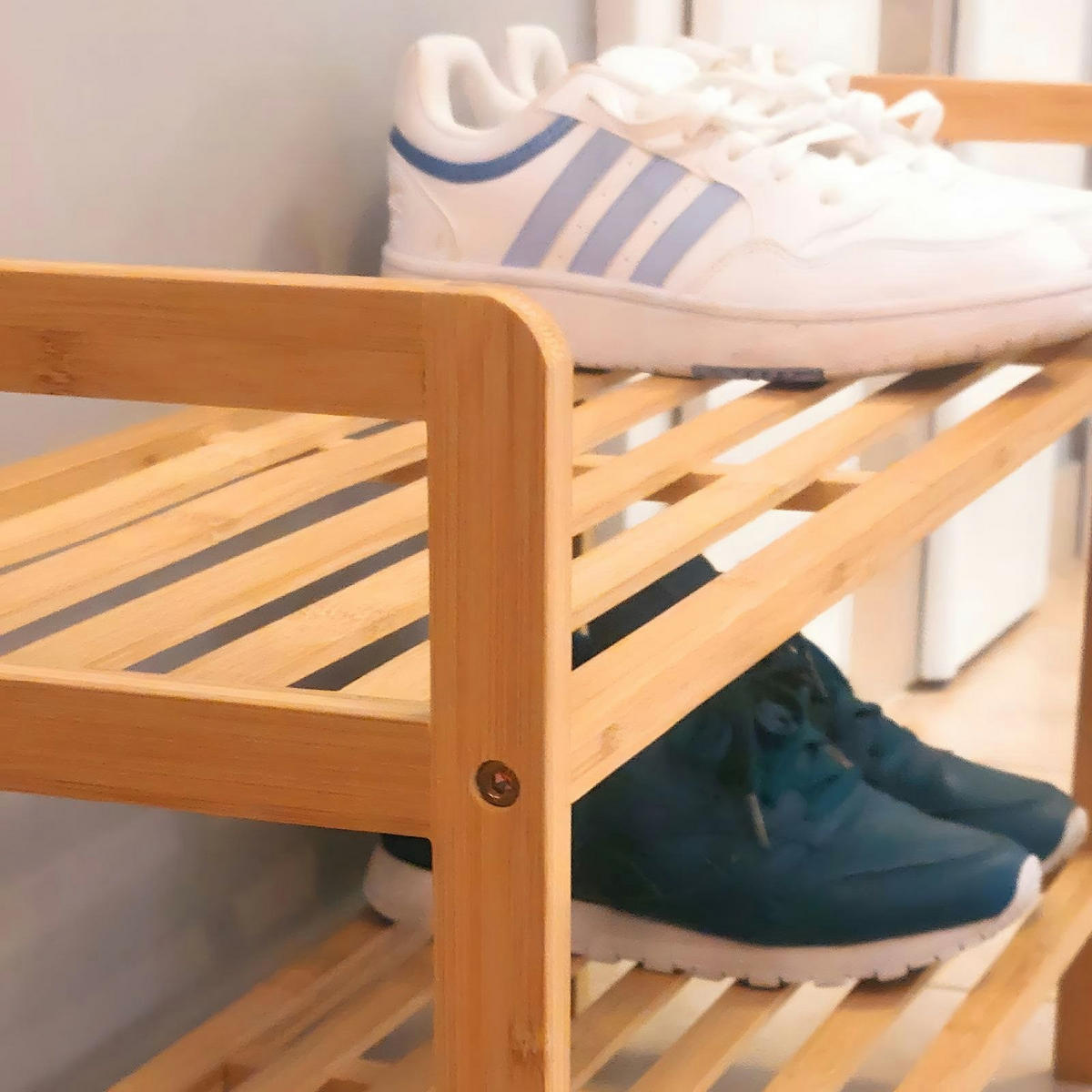 SCHUHREGAL Bambus Naturfarben 2 Ebenen - Hellbraun/Braun, Holz (70/40/26cm) - Begryf