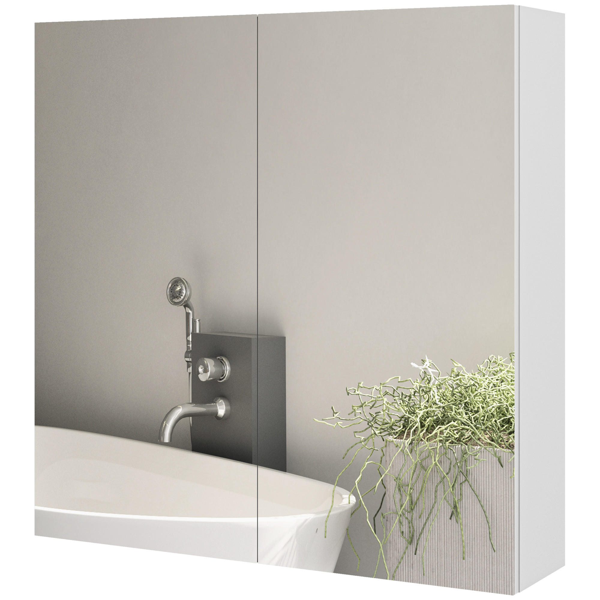 SPIEGELSCHRANK Weiß 60/15/60 cm - Weiß, Holzwerkstoff (60/60/15cm) - PANGIVO