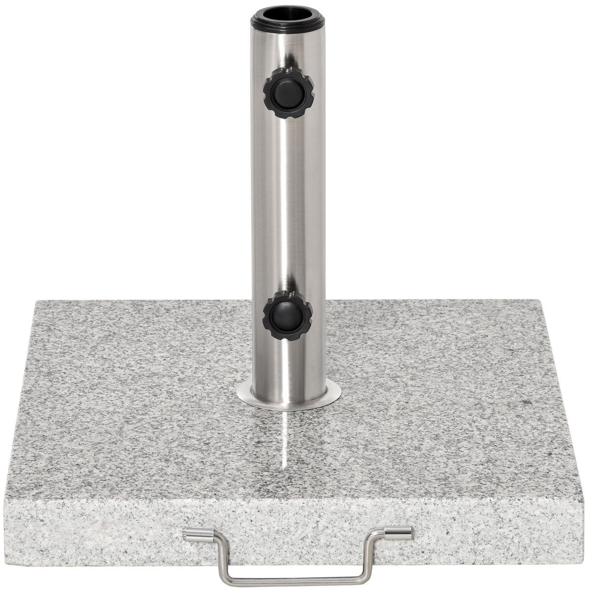 SONNENSCHIRMSTÄNDER 40/40/36 cm grau aus Marmor mit Rollen - Grau, Stein (40/40cm) - OKWISH