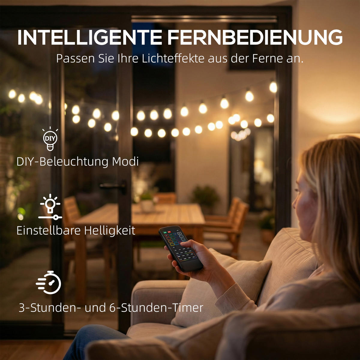 LICHTERKETTE mit Fernbedienung Schwarz 16,8 m - Schwarz, Kunststoff (1680cm) - HOMCOM