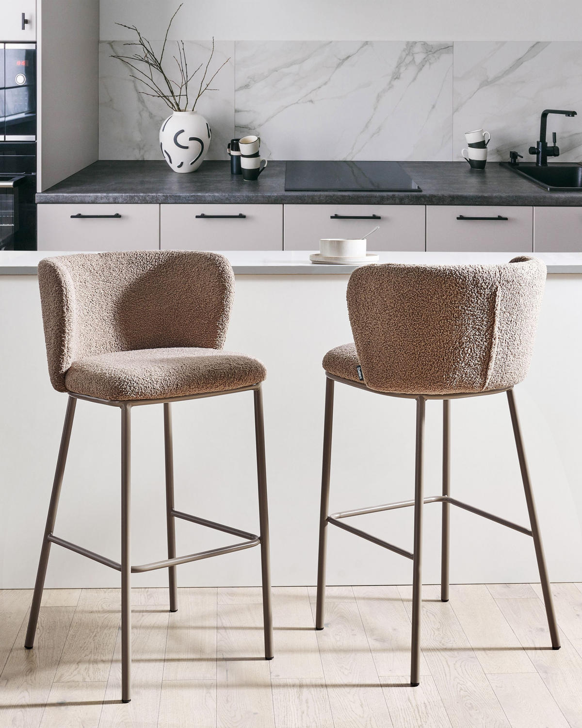 BARSTÜHLE 2er-Set Braun Mina II - Braun, Textil (52/98/46cm) - Beliani