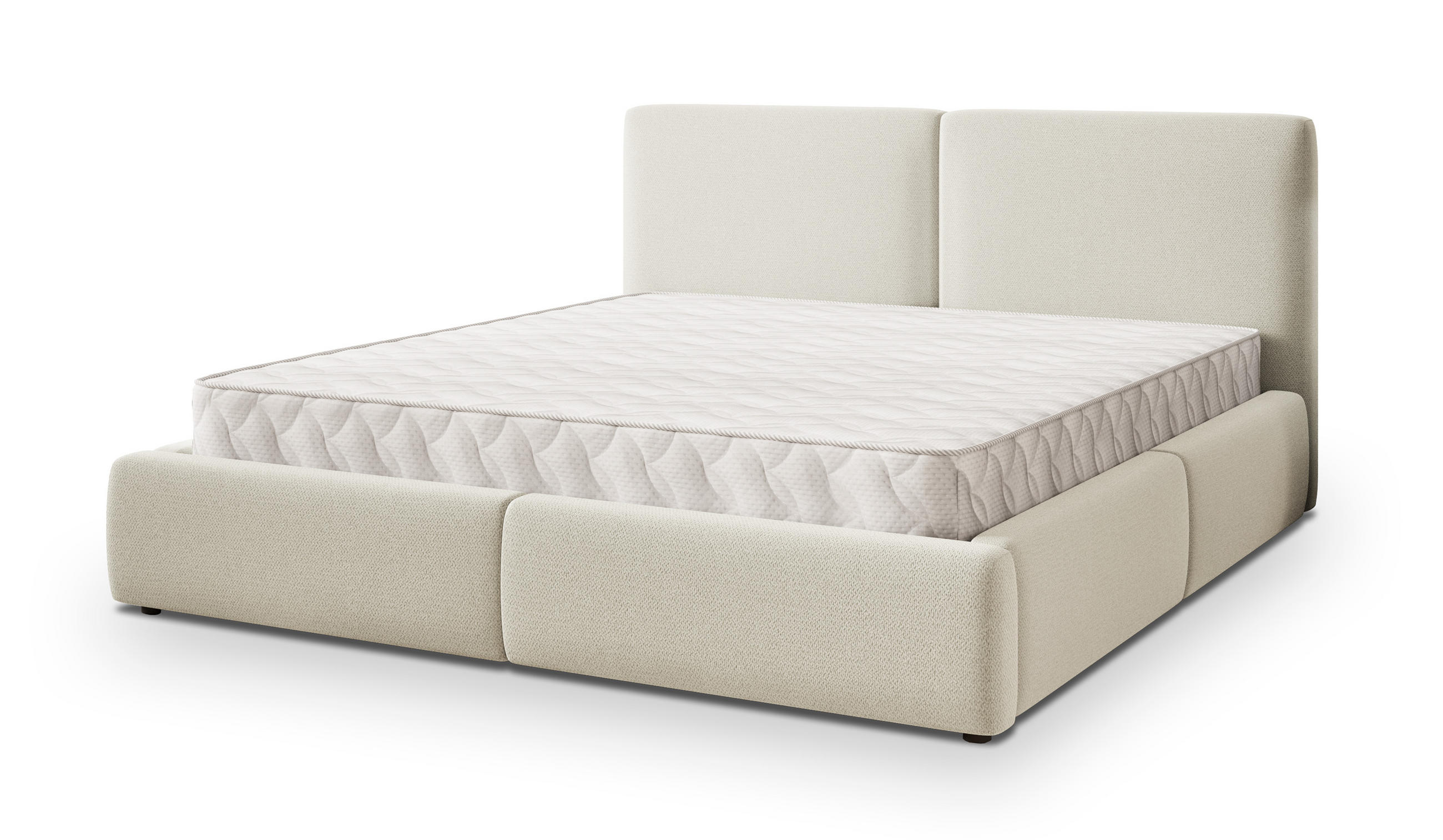 POLSTERBETT FELURO 160x200 cm mit Bettkästen - Creme - Creme, Holz (160/200cm) - MASSENO