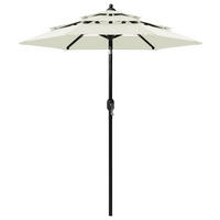SONNENSCHIRM mit Aluminium-Mast 3-lagig Sandfarbe 2 m - Beige, Textil (200/200cm) - furnicato