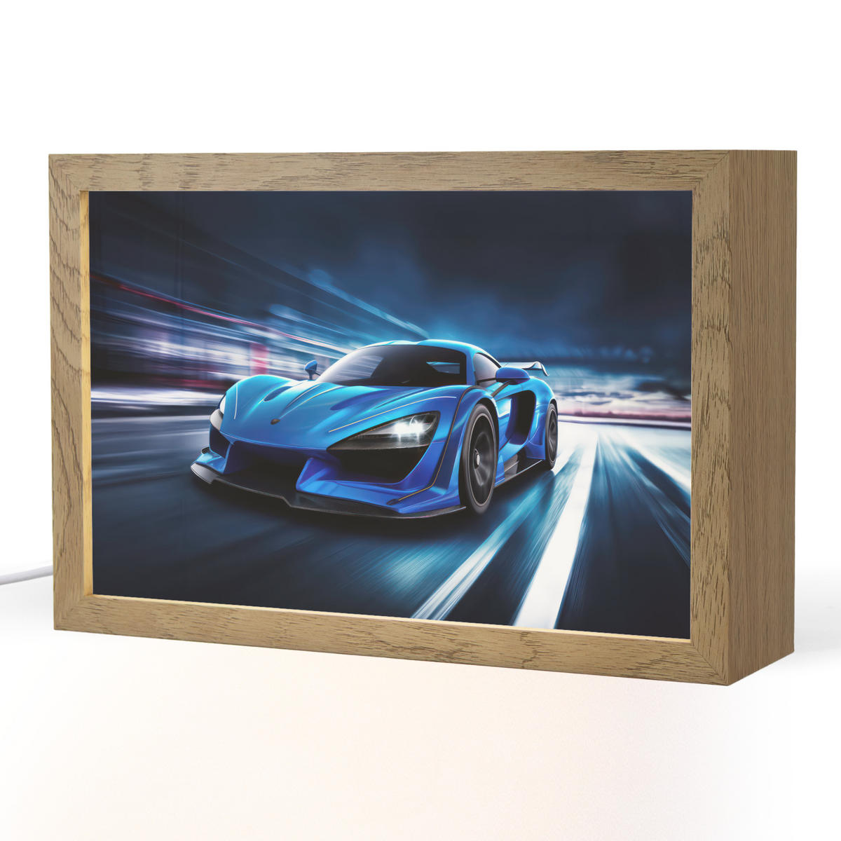 NACHTTISCHLAMPE Auto - Blau - Jungen - Kind 30x20 cm - Blau, Holzwerkstoff (8/30/20cm)