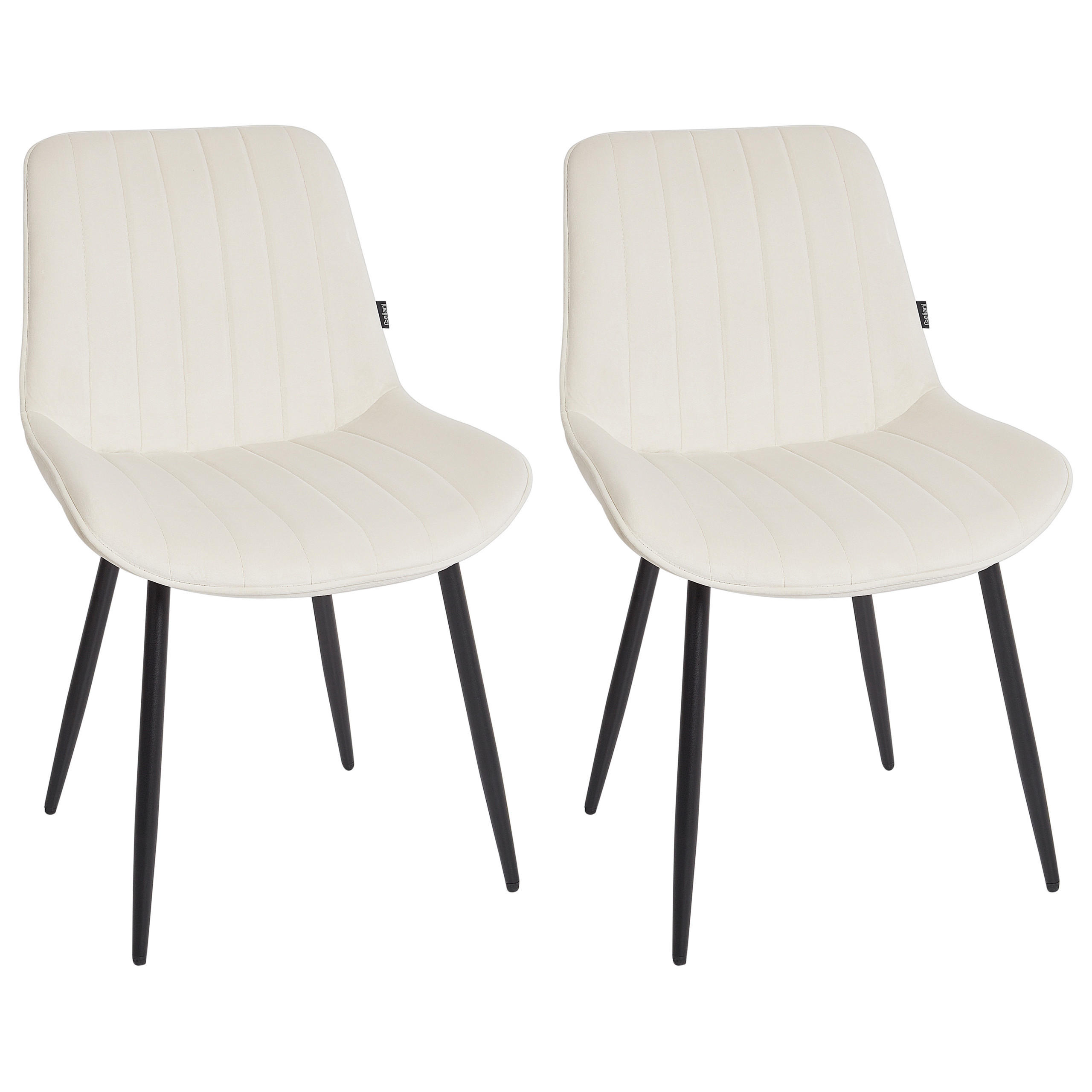 ESSZIMMERSTUHL 2er-Set Samtstoff Helles Beige Dubrovnik - Creme/Schwarz, Textil (53/81/58cm) - Beliani