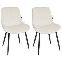 ESSZIMMERSTUHL 2er-Set Samtstoff Helles Beige Dubrovnik - Creme/Schwarz, Textil (53/81/58cm) - Beliani