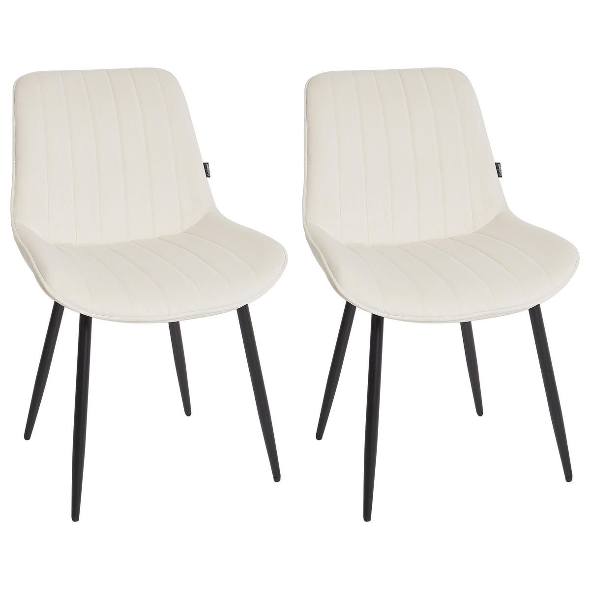 ESSZIMMERSTUHL 2er-Set Samtstoff Helles Beige Dubrovnik - Creme/Schwarz, Textil (53/81/58cm) - Beliani