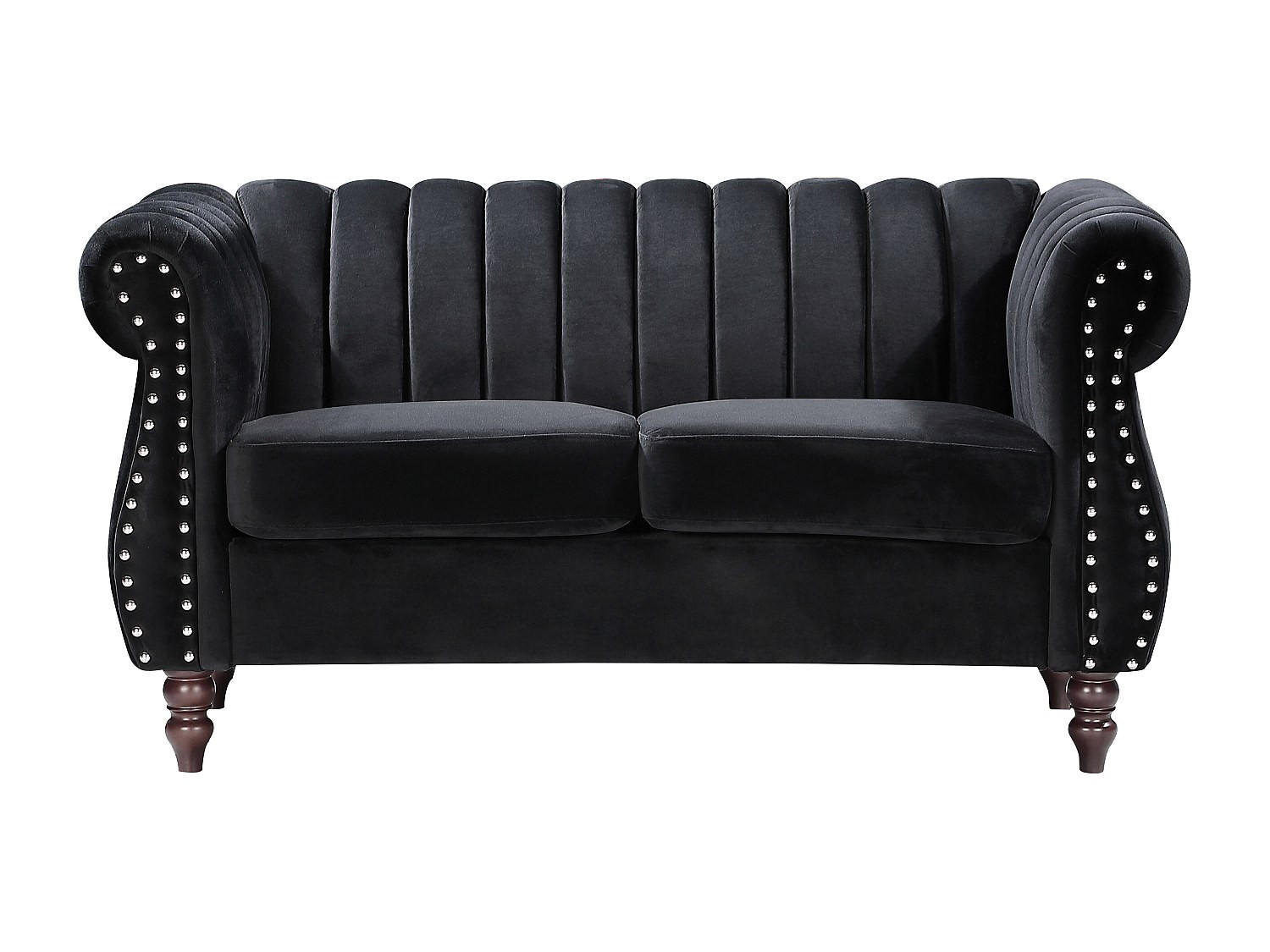 SOFA ohne Schlafmöglichkeit - 2 Personen - Samt, Stoff - Schwarz - - Schwarz, Textil (150/77/78cm) - Vente-Unique