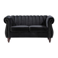 SOFA ohne Schlafmöglichkeit - 2 Personen - Samt, Stoff - Schwarz - - Schwarz, Textil (150/77/78cm) - Vente-Unique