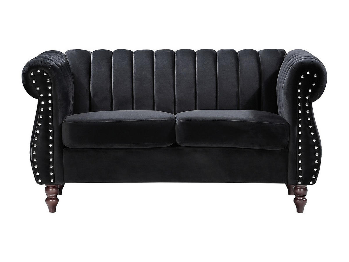 CHESTERFIELD-SOFA - 2-Sitzer - Samt - Schwarz - TRUMBO - Schwarz, Textil (150/77/78cm) - Vente-Unique