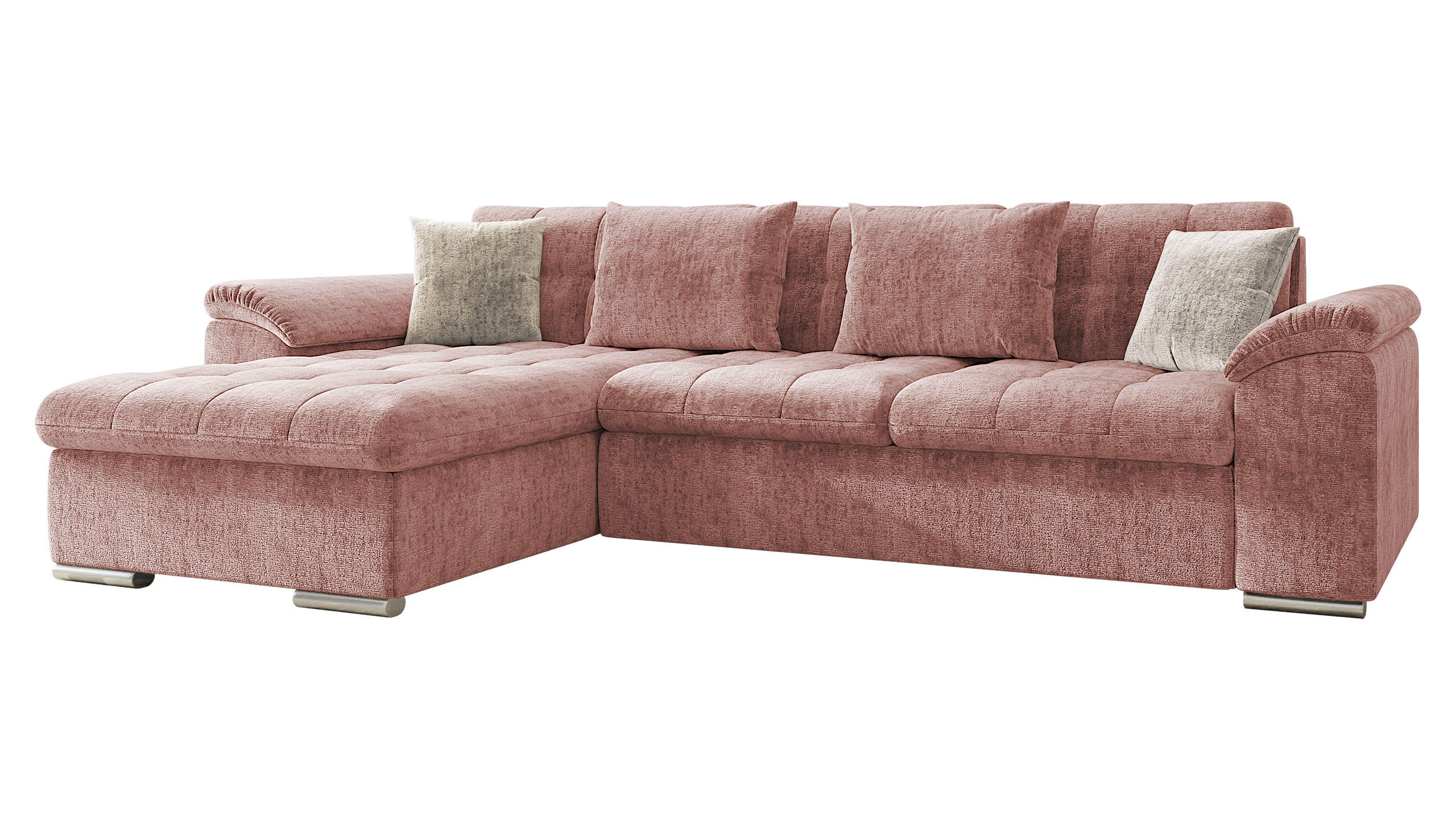 ECKSOFA Diana Premium, Seite: Links - Rosa, Holz/Textil (280/160cm) - MIRJAN24