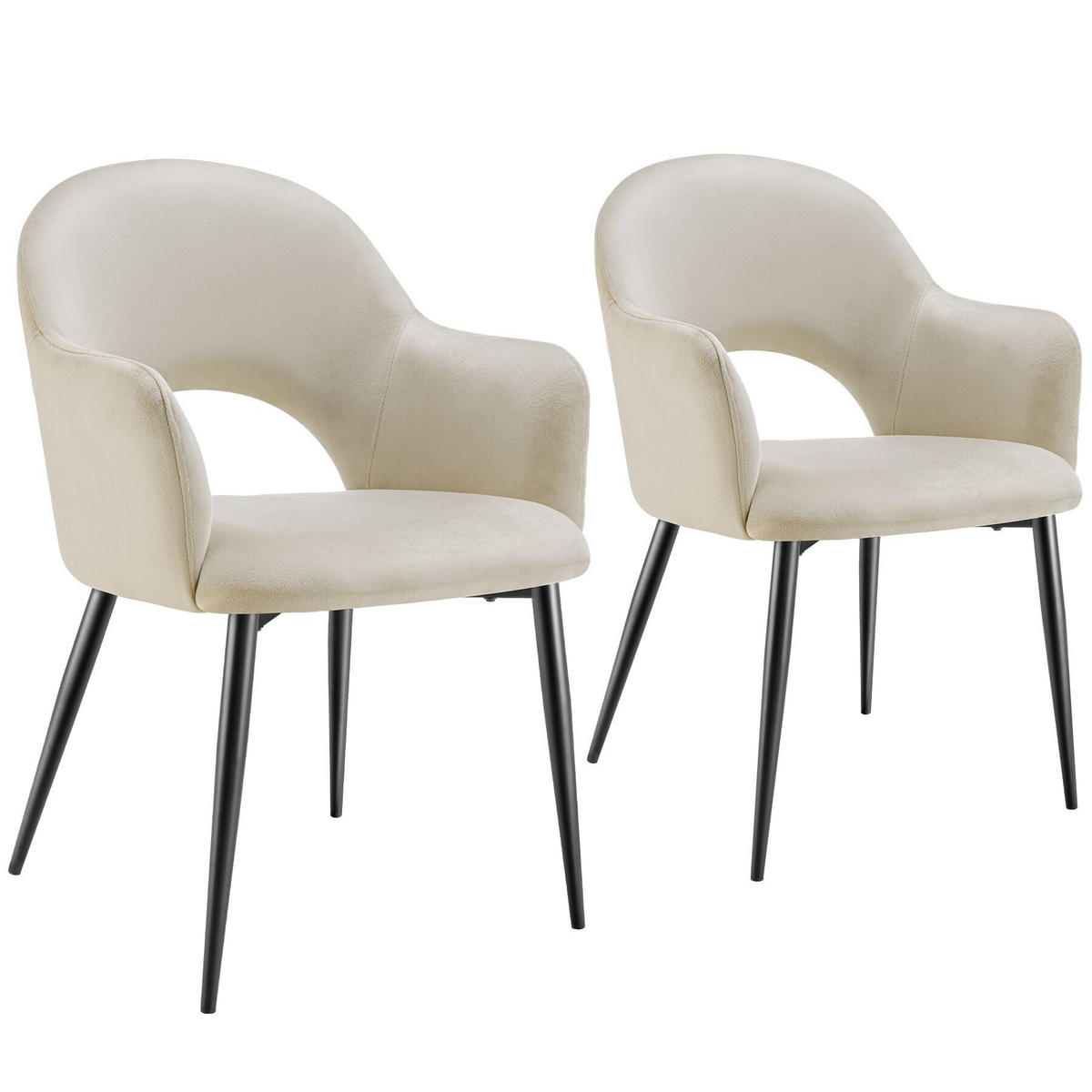 ARMLEHNSTUHL 2er Set Sachel 57 x 61 5 x 87 5 cm creme - Creme, Kunststoff (57/87.5/61.5cm) - tectake
