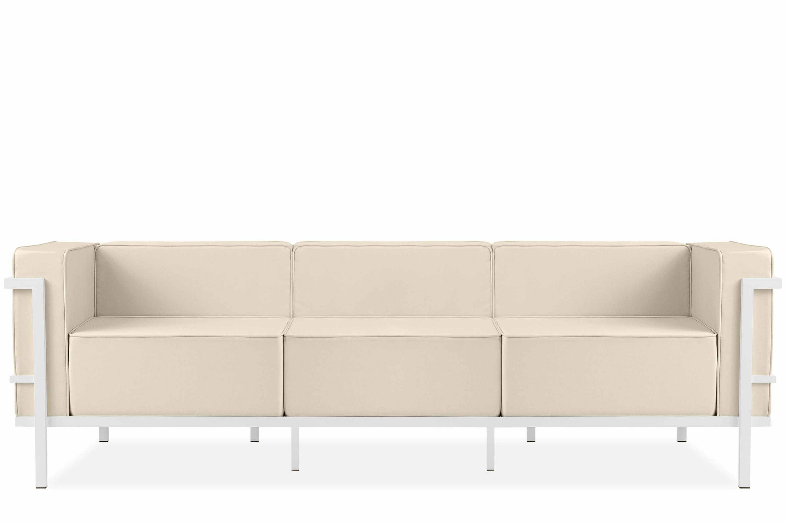GARTENSOFA TRIGLO 3-Personen, Stahlrahmen, Modern, Weiß/Cremeweiß - Creme/Weiß, Textil/Metall (229/70/69cm) - KONSIMO®