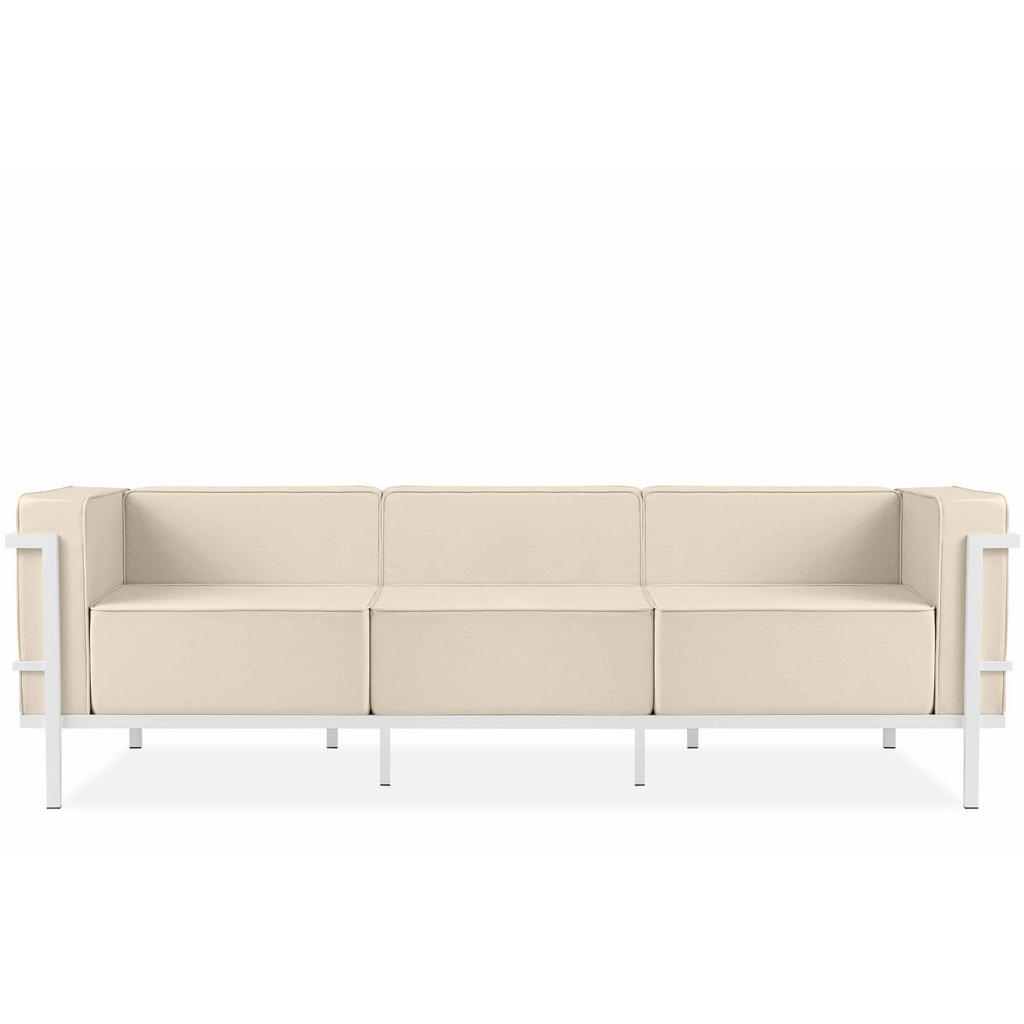 Thumbnail - Konsimo® Gartensofa, Weiß, Creme, Metall, Textil, 3-Sitzer, Füllung: Schaumstoff, Rechteckig, 229x70x69 cm, Hergestellt ...