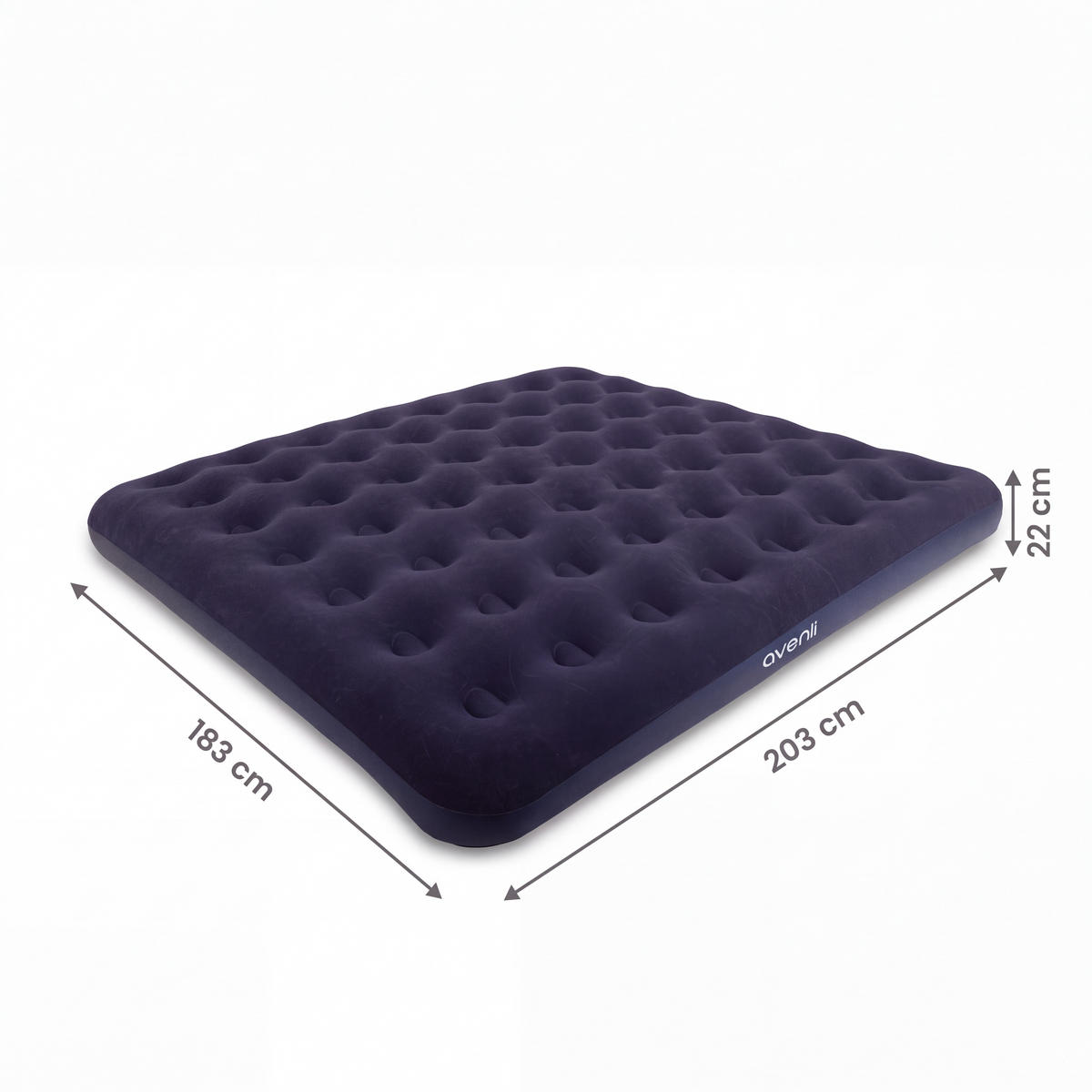 LUFTBETT Luftmatratze Camping 2 Personen 203x183x22cm blau - Blau, Kunststoff (183/203cm) - Avenli