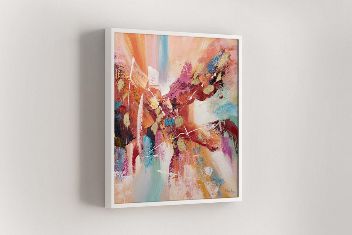 OLEJOMAĽBA 80/80 cm, More a pláž - viacfarebná, drevo/textil (80/80cm) - KUNSTLOFT