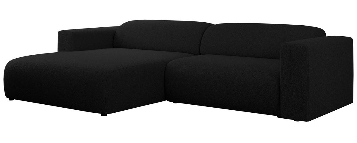 ECKSOFA PASADENA Schwarz Bouclé - Links Seite - Schwarz, Kunststoff/Textil (288/180cm) - MKS