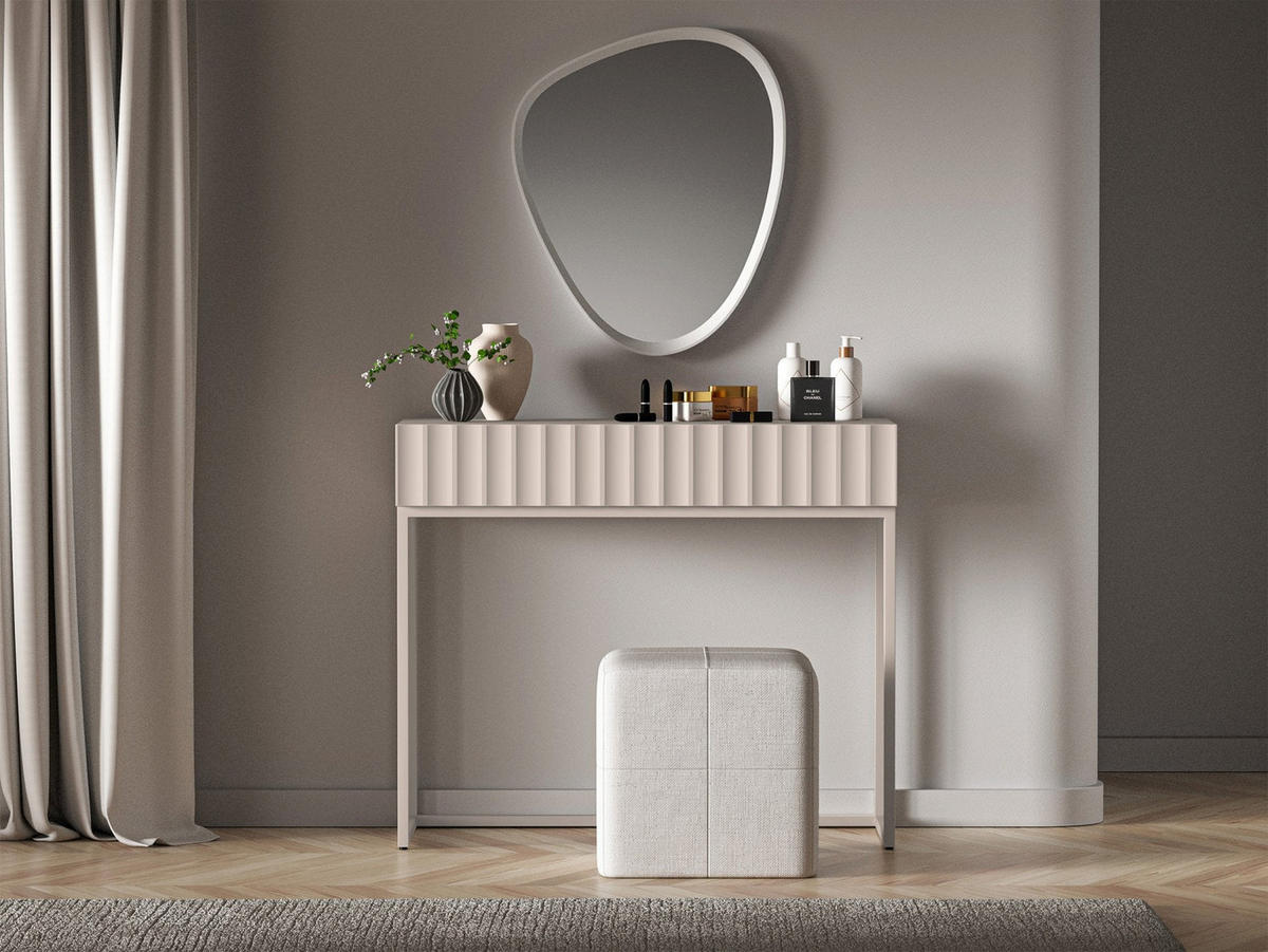 SCHMINKTISCH Derriva Hellbeige 91 cm - Ecru/Beige, Holzwerkstoff/Metall (40/91.6/78.1cm) - Selsey