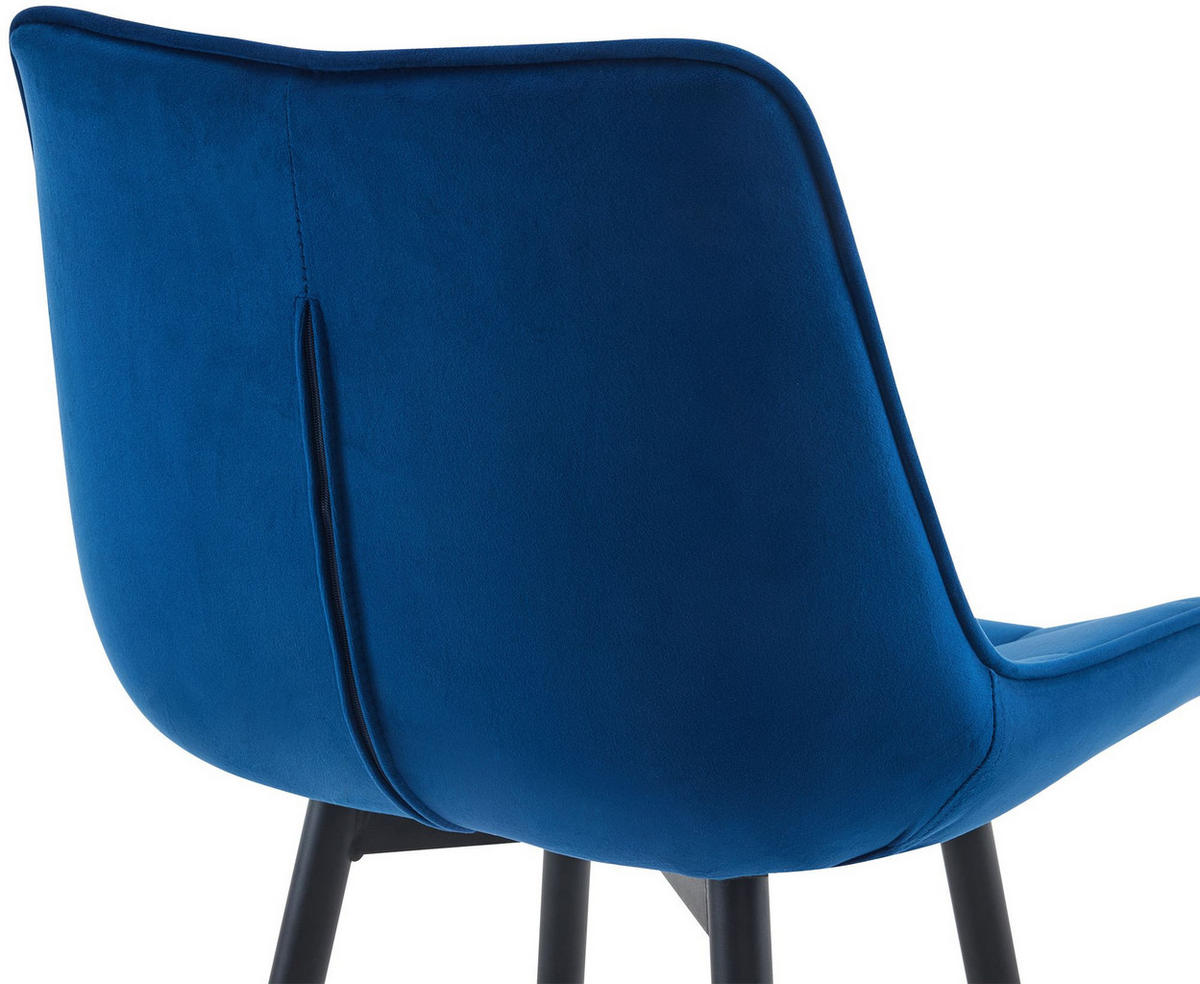 BARHOCKER Samt blau - Blau/Schwarz, Textil/Metall (47/106/52cm) - CLP
