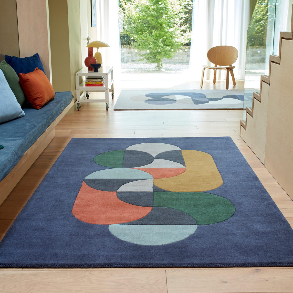 TEPPICH Schurwolle handgetuftet geometrisch HULL-Beverley, Dunkelblau 200x300 cm - Dunkelblau, Textil (200/300cm) - KADIMA DESIGN