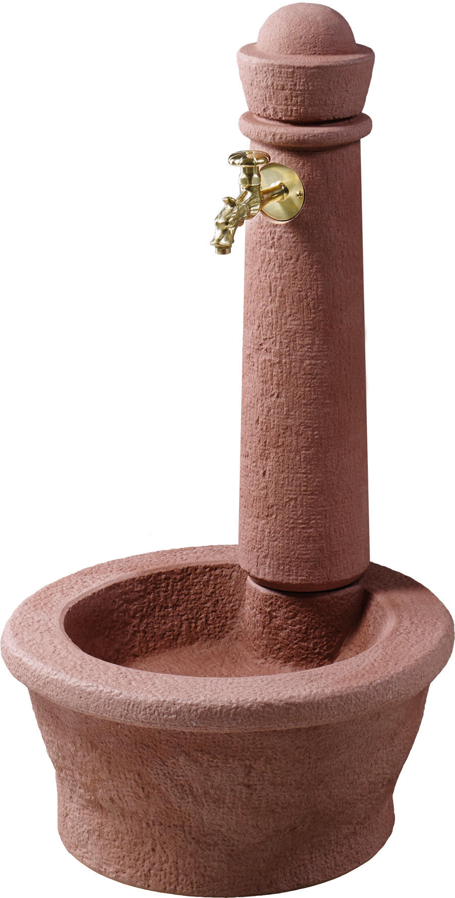 STEINBRUNNEN aus Kunststoff, red inkl. Nostalgie-Auslaufhahn - Rot, Kunststoff (54/54/100cm) - GARANTIA