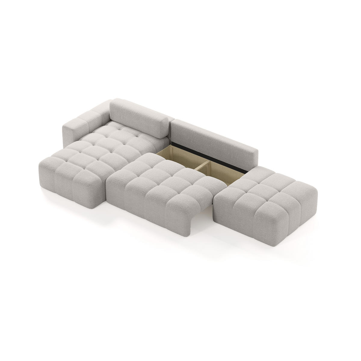 ECKSOFA RIFU LA mit Schlaffunktion, Silber - Grau, Textil (363/185cm) - Fedve