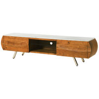 TV-BOARD Akazie 184x40x45 natur lackiert / Marmor weiß MONTREAL #122 - Naturfarben, Holz (184/45/40cm) - Massivmoebel24