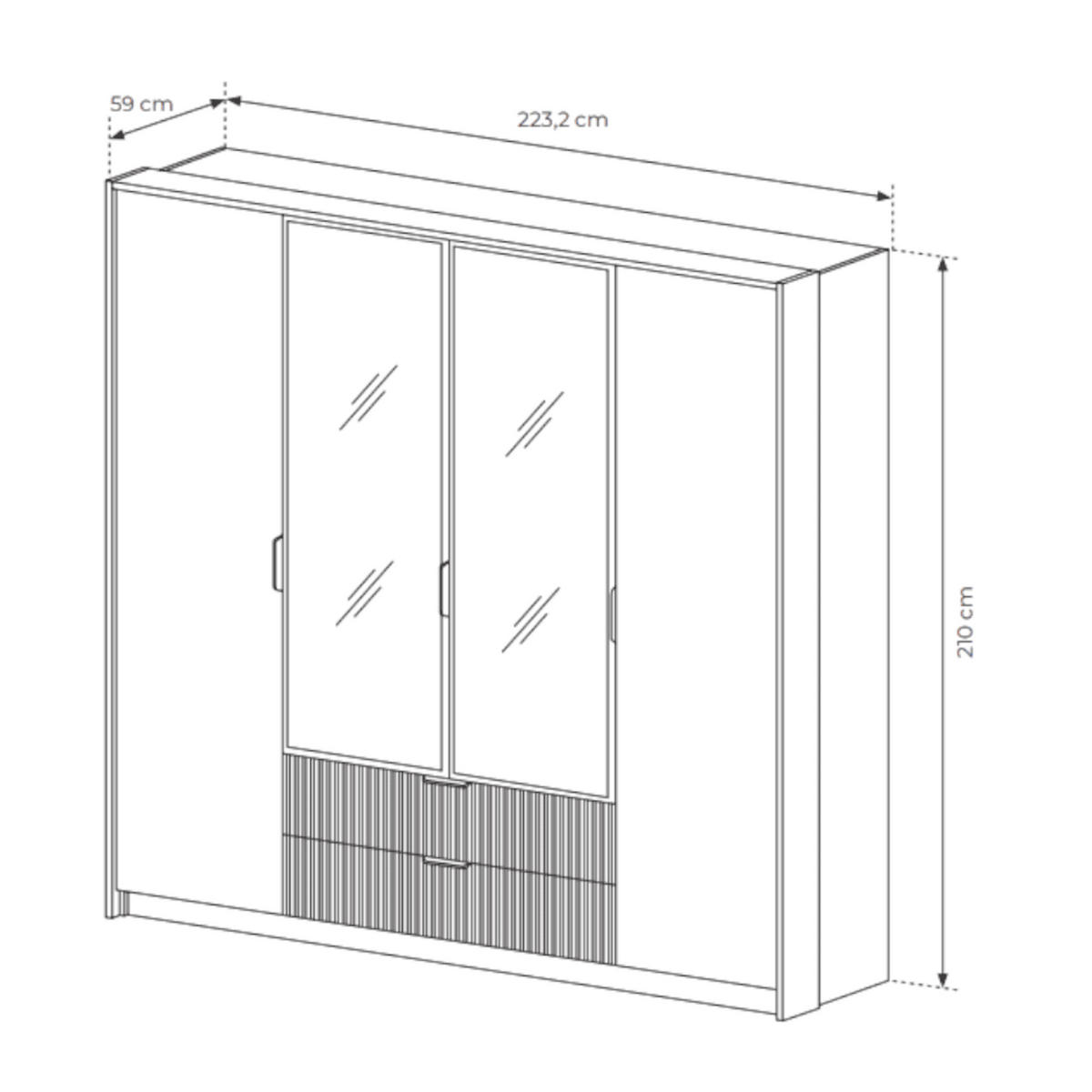 DREHTÜRENSCHRANK - Kleiderschrank BASTAD A 220 - Braun, Holzwerkstoff (224/210/59cm) - Möblo