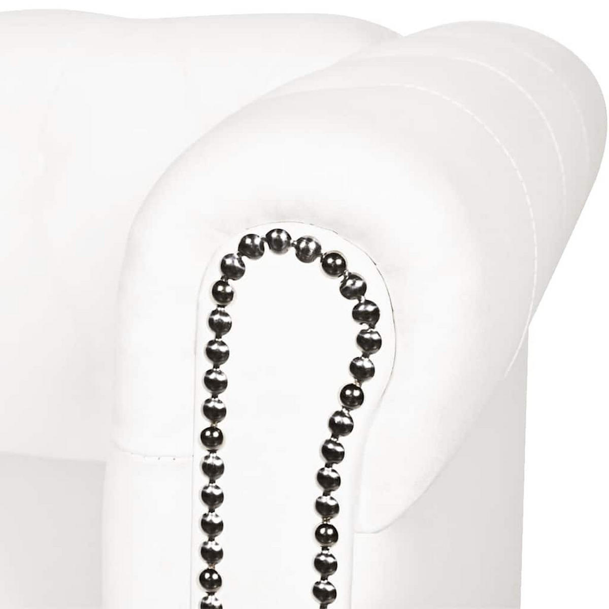 CHESTERFIELD-SOFA 3-Sitzer Kunstleder Weiß - Weiß, Leder (200.5/70/76cm) - vidaXL