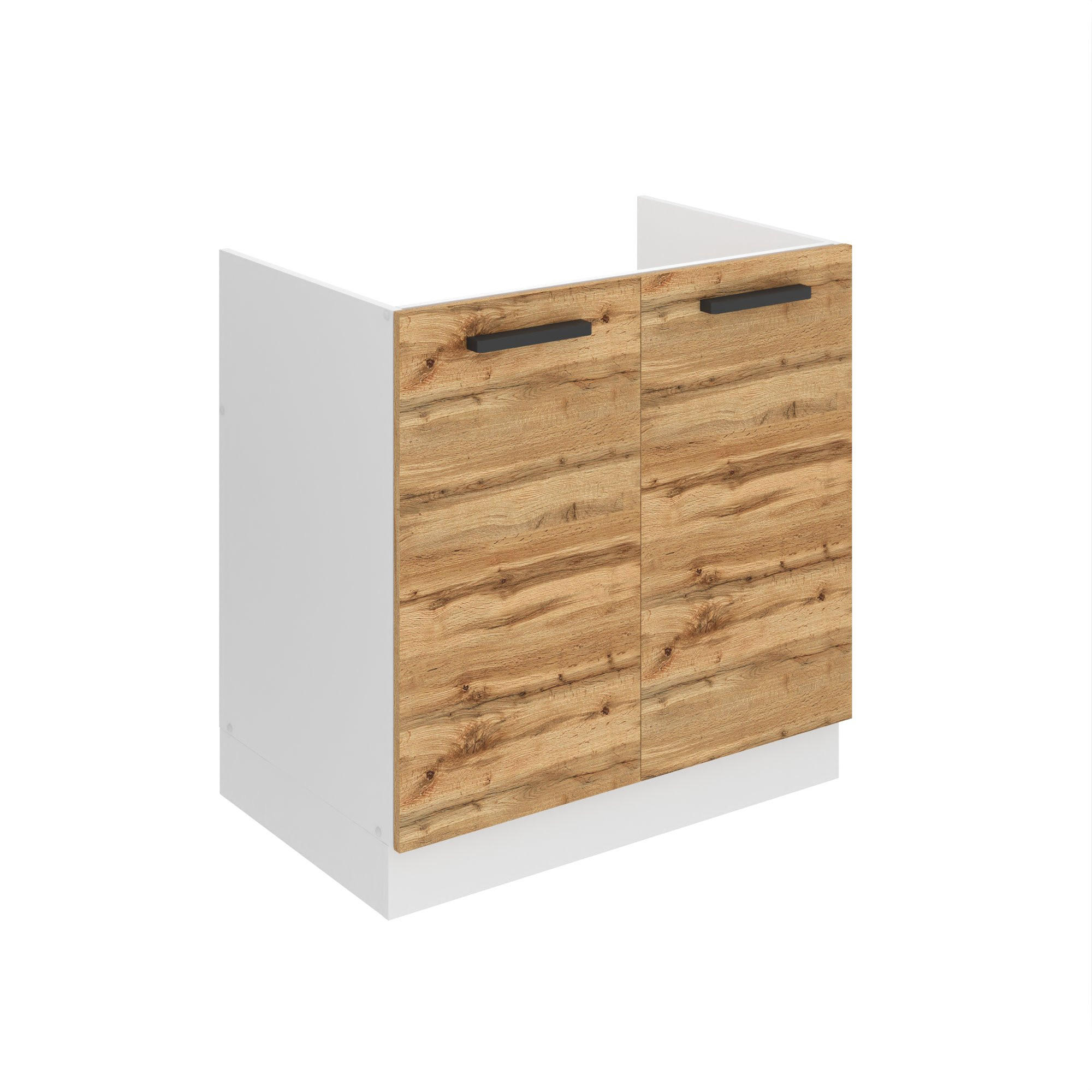 SPÜLENUNTERSCHRANK 80 cm SDZ, ohne Arbeitsplatte, mit 2 Türen, Wotan-Eiche - Eiche Wotan, Holz (80/82/51.6cm) - B BELINI GROUP