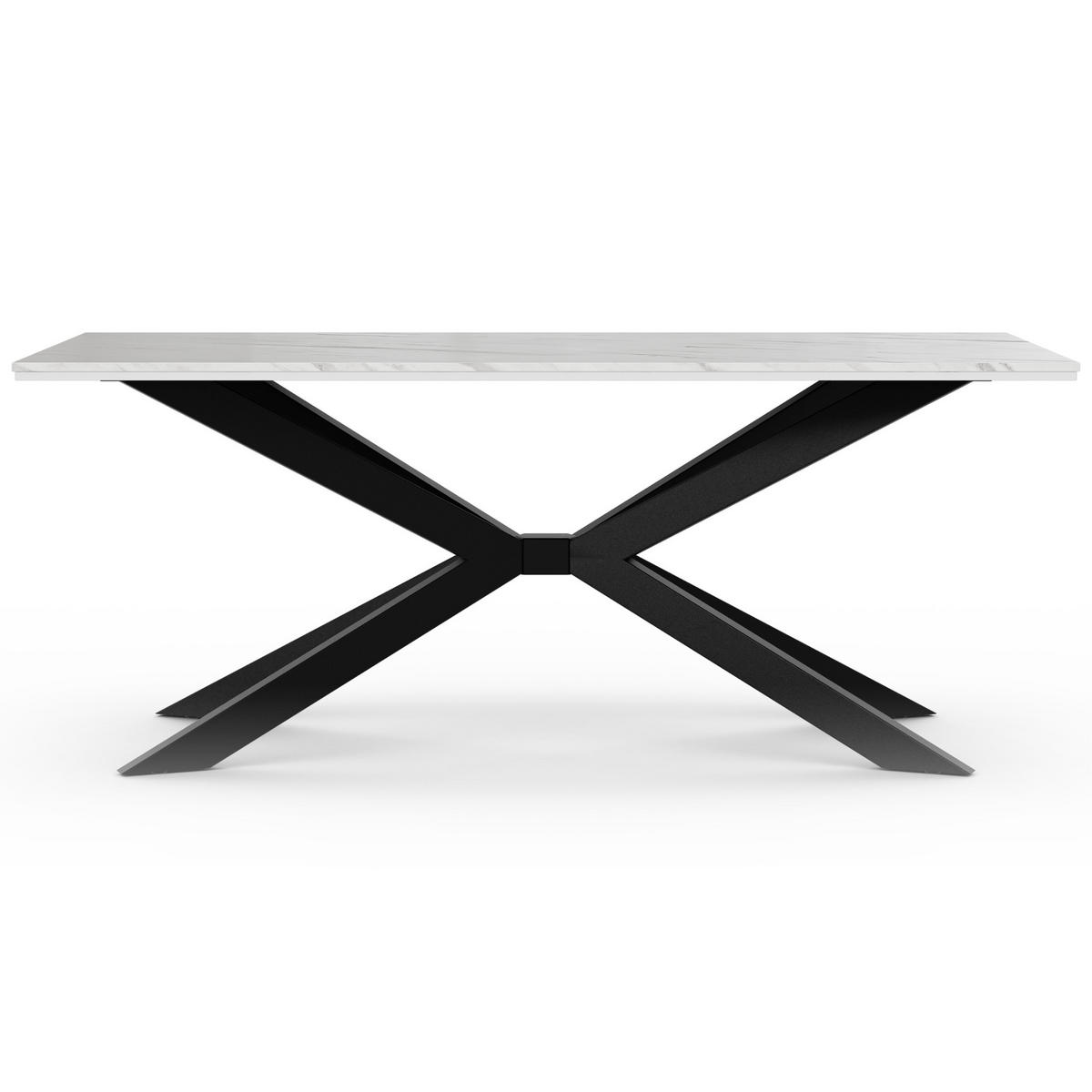 ESSTISCH Weiß Marmoroptik 190x90 cm - Schwarz/Weiß, Holzwerkstoff (190/90/76.5cm) - PROSPERO