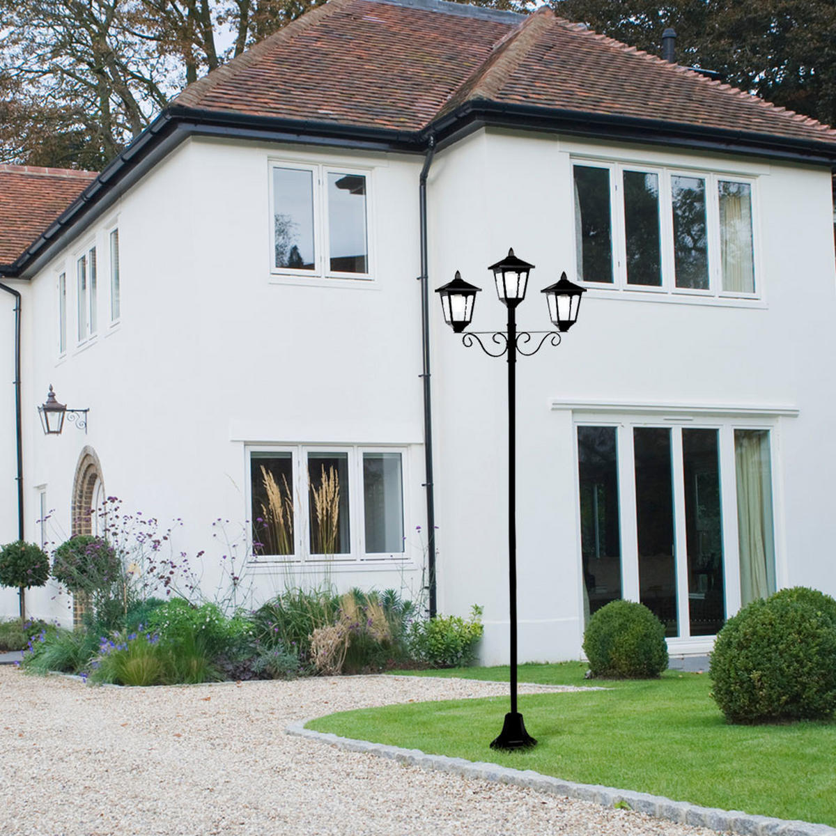 LED AUSSENLEUCHTE Solar Kandelaber Schwarz Metall - Schwarz, Glas (56/17.5/194cm)