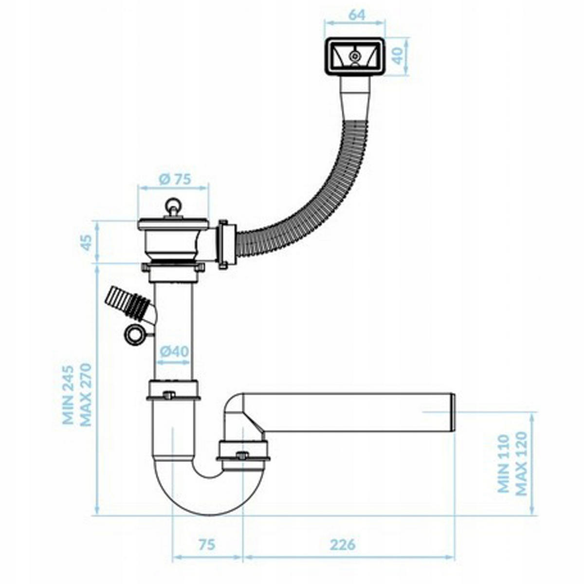 SPÜLUNTERSCHRANK 80cm mit Spüle + Armatur + Siphon weiß - Weiß, Holzwerkstoff (80/81/46cm) - Stamar