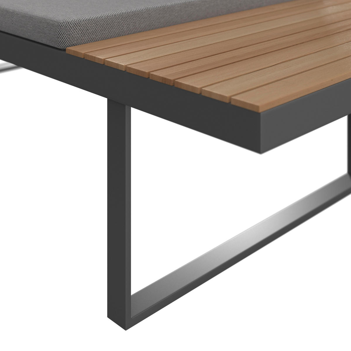 LOUNGEGARNITUR Elia Grau Outdoorstoff/Metall/Holz - Grau, Holz - Bessagi Garden