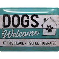 BLECHSCHILD 30/40 cm PfotenSchild Dogs Welcome - Multicolor, Metall (40/30/0.2cm) - Nostalgic-Art