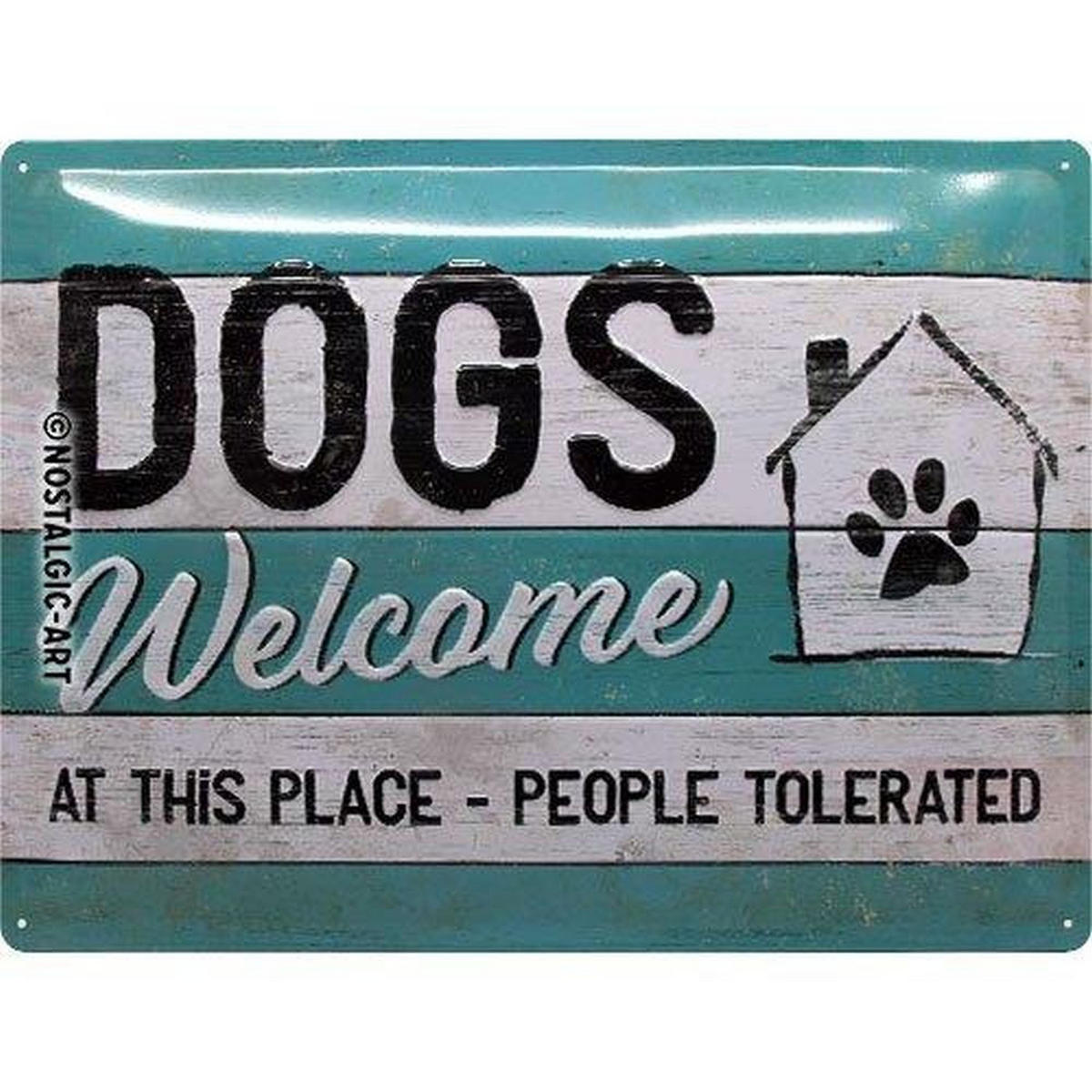 BLECHSCHILD 30/40 cm PfotenSchild Dogs Welcome - Multicolor, Metall (40/30/0.2cm) - Nostalgic-Art