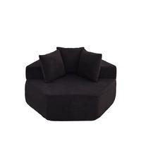 SESSEL DE-34513 sechseckig mit 3 Kissen Schwarz - Schwarz, Textil (122/76/138cm) - ComfortXL