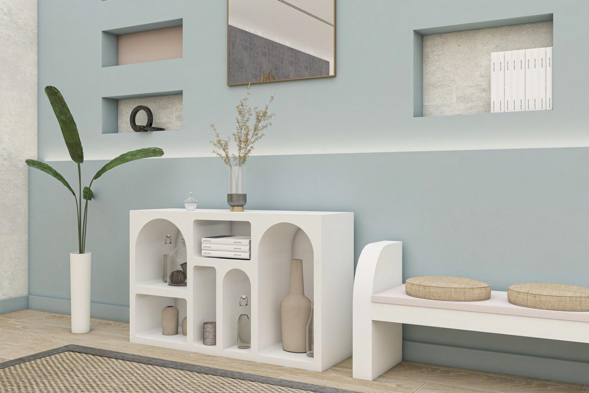 BUFFETSCHRANK liva weiss - Weiß, Holz (37/74/120cm) - Habitat Garten