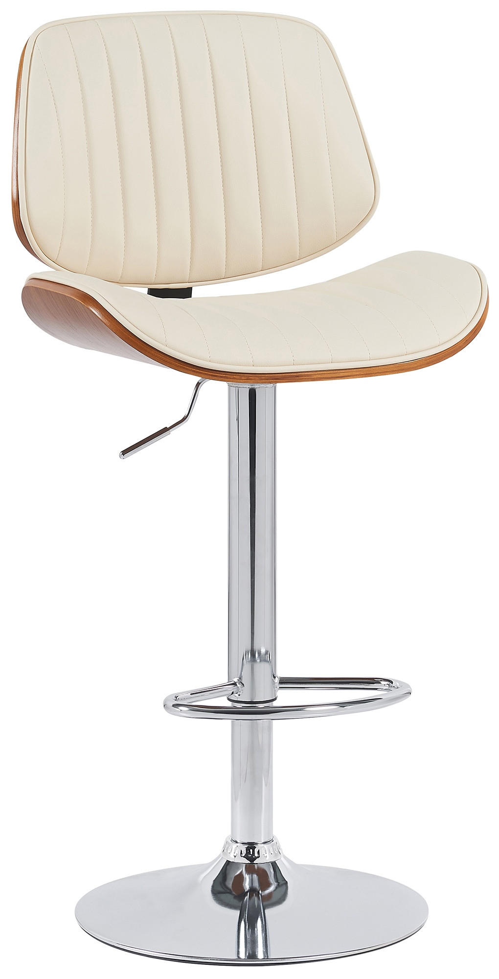 BARHOCKER Lederlook walnuss/creme - Chromfarben/Walnussfarben, Textil/Metall (50/94/50cm) - CLP