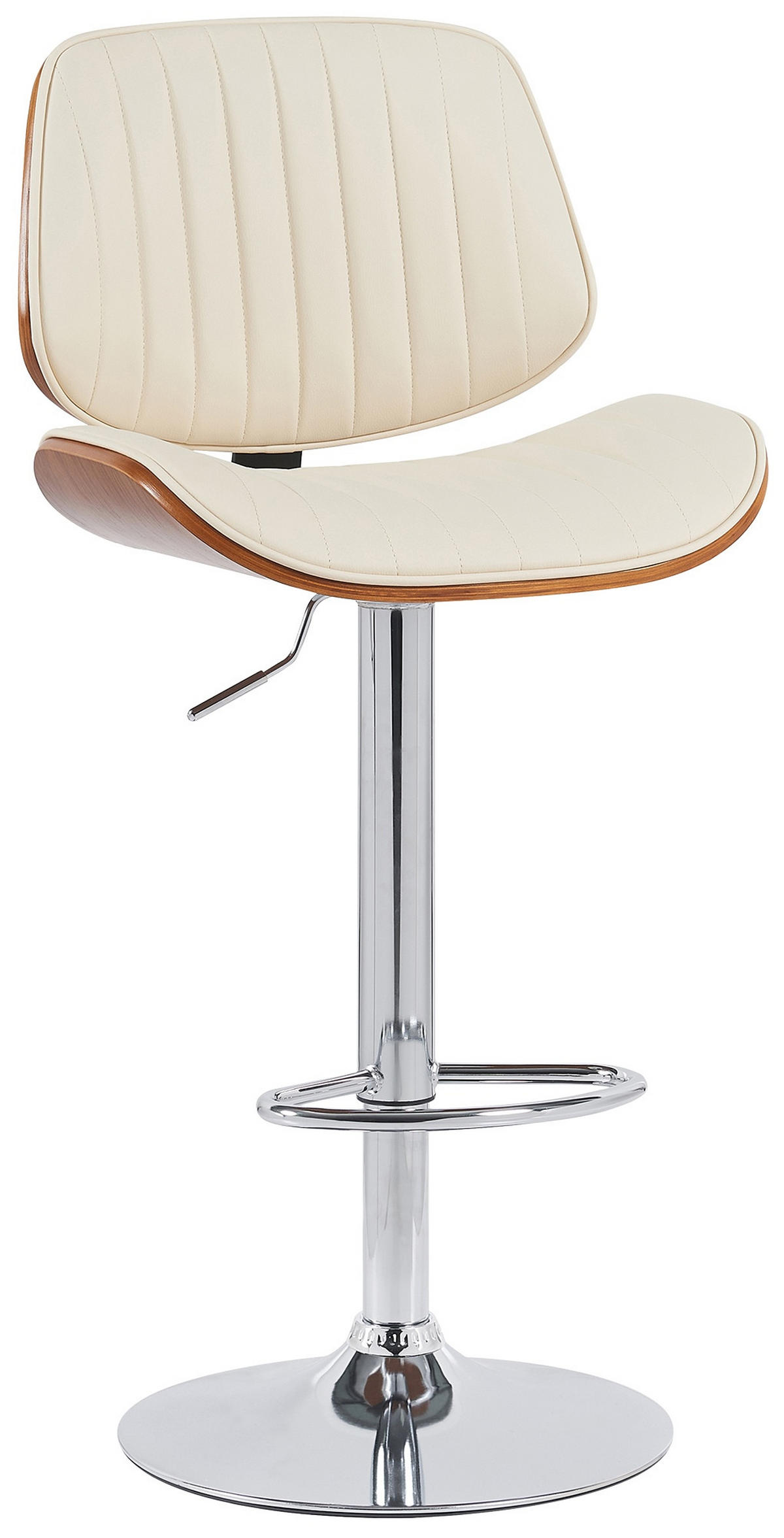 BARHOCKER Lederlook walnuss/creme - Chromfarben/Walnussfarben, Textil/Metall (50/94/50cm) - CLP