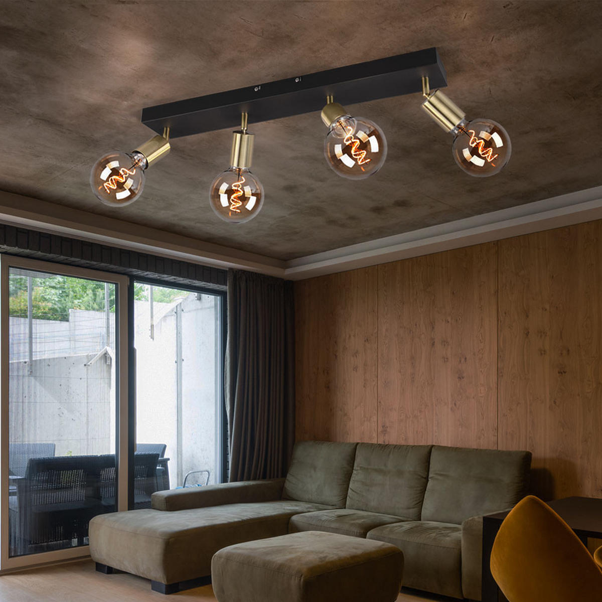 DECKENLEUCHTE Spotleiste Schwarz Gold Metall - Schwarz, Metall (60/9/12cm)