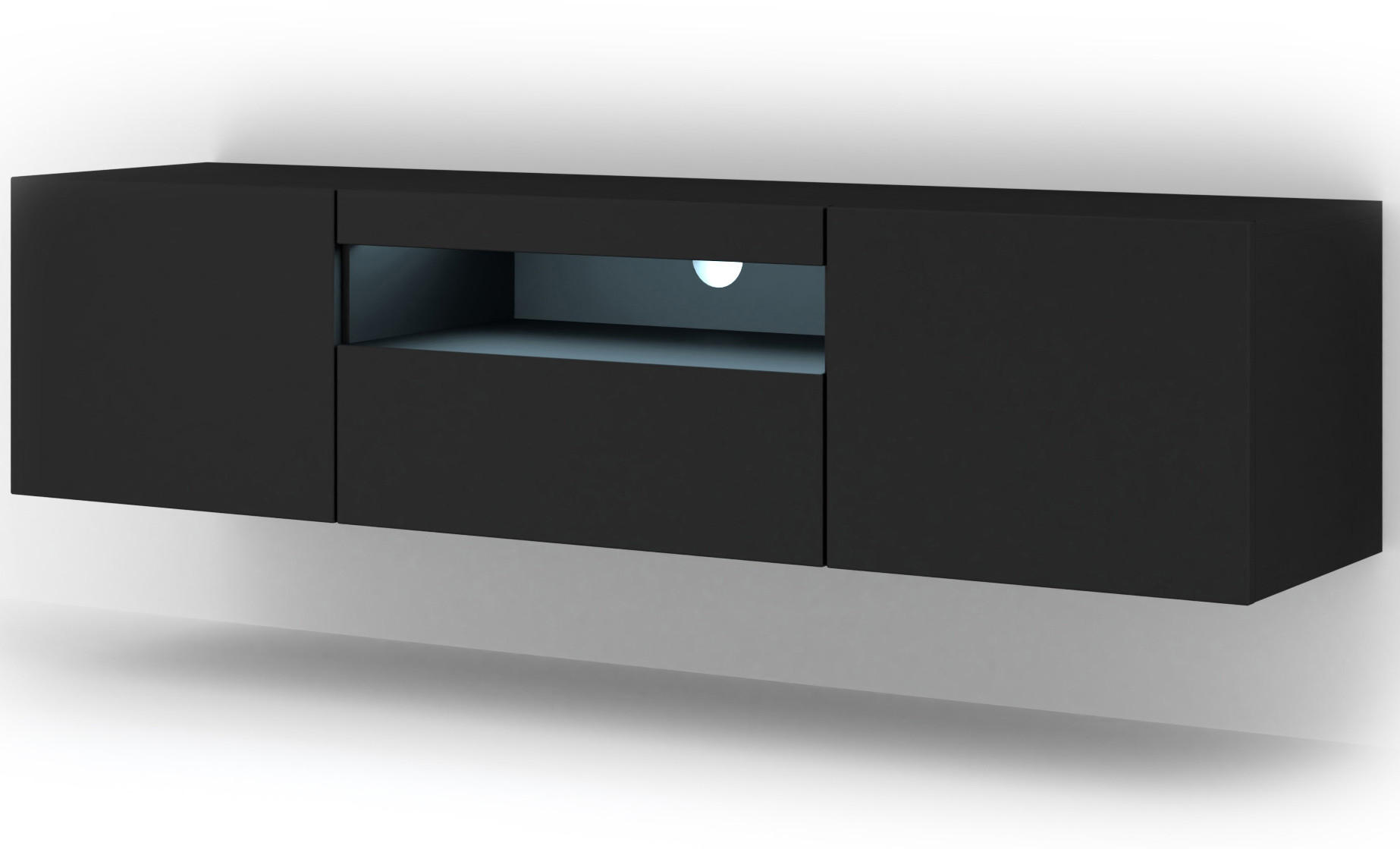 TV LOWBOARD Schwarz 150/42/37 - Schwarz, Holzwerkstoff (150/42/37cm) - RAUMHIRSCH FURNITURE