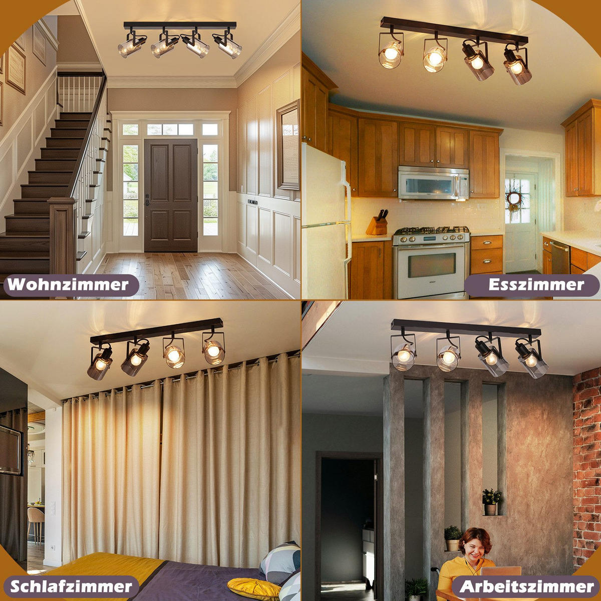 STRAHLER Minden 4-flammig 63.5/9.5/18 cm - Schwarz, Metall (63.5/9.5/18cm) - Nettlife