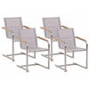 GARTENSTUHL 4er-Set Edelstahl beige Cosoleto - Beige, Metall (56/85/55cm) - Beliani