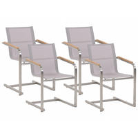 GARTENSTUHL 4er-Set Edelstahl beige Cosoleto - Beige, Metall (56/85/55cm) - Beliani