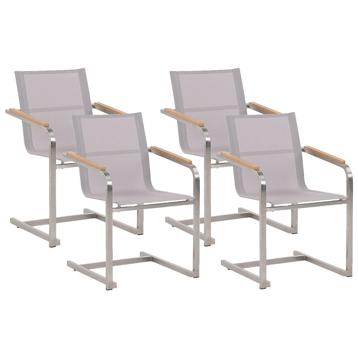 GARTENSTUHL 4er-Set Edelstahl beige Cosoleto - Beige, Metall (56/85/55cm) - Beliani