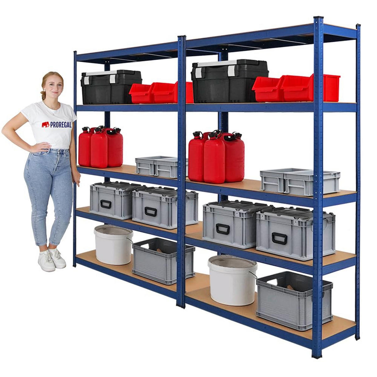 SCHWERLASTREGAL Ragnar 2er-Set mit 2x 180x120x40 cm Fachlast 175 kg Blau - Blau, Metall (240/180/40cm) - PROREGAL